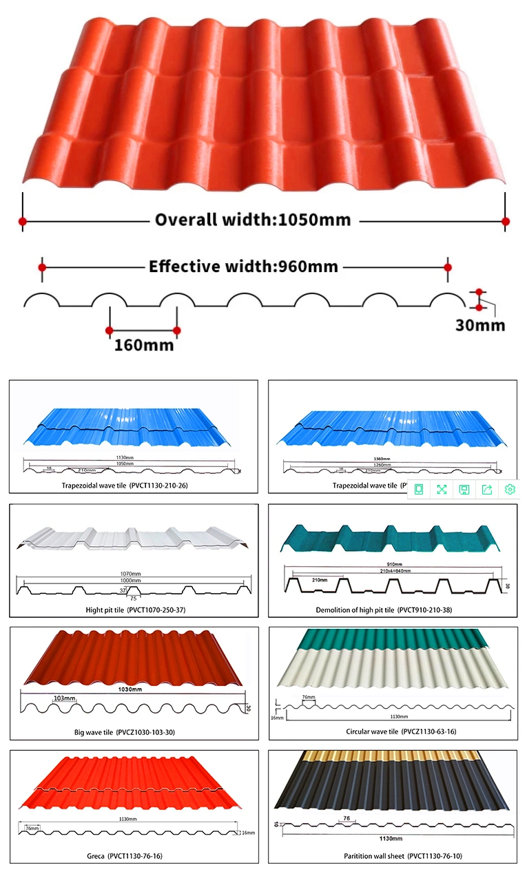 Anti-Corrosion UPVC Roof Sheet Plastic Roofing