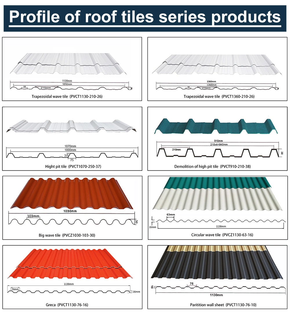 Alta Calidad Roofing Calor De Aislamiento Ligero PVC Teja Laminas De Techo