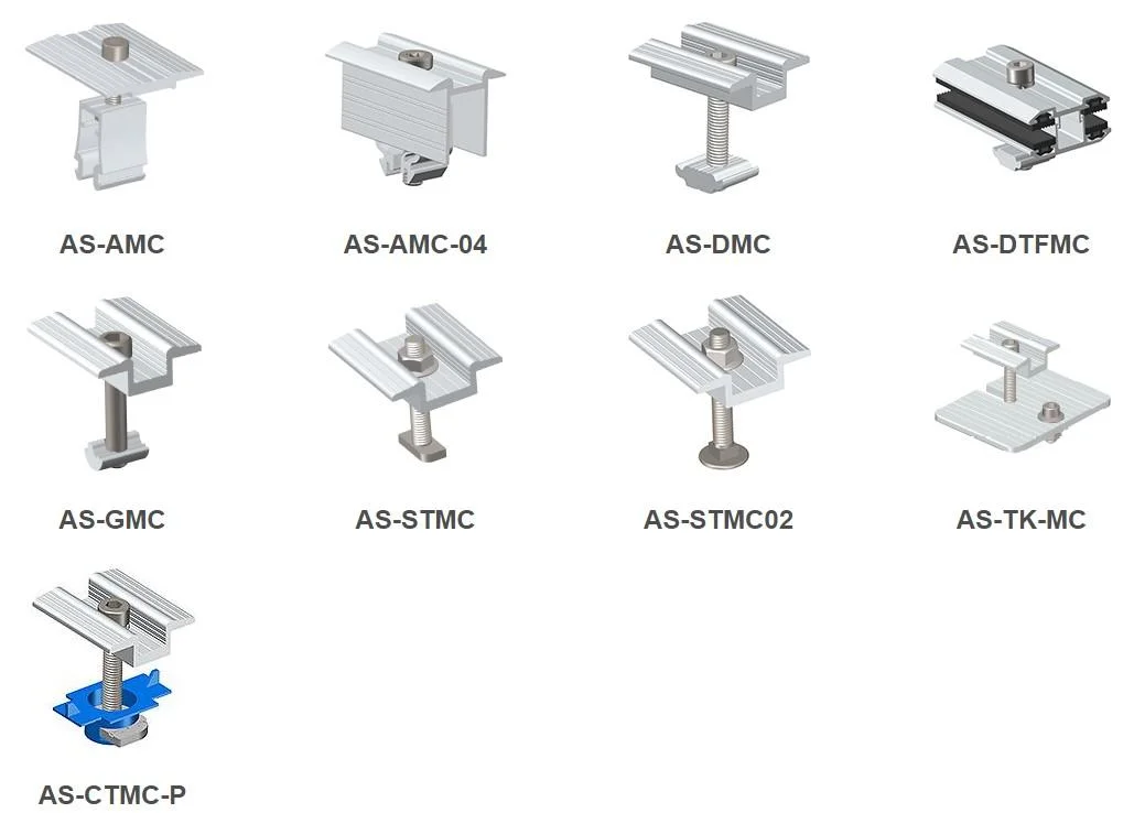 Anodized Aluminum Frame Panel Solar Midle Clamp with Grounding Pin